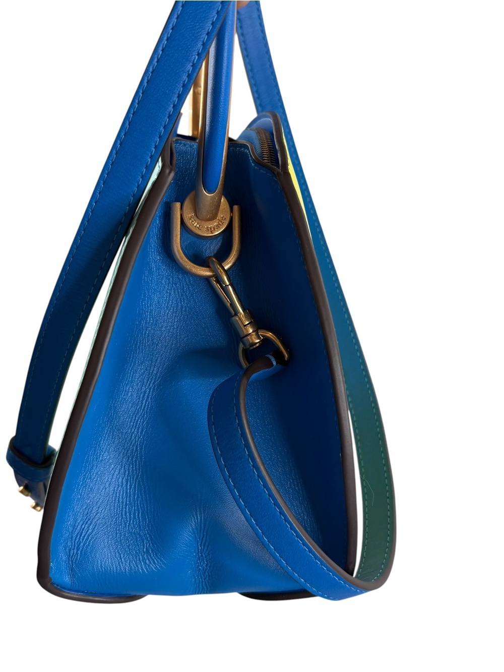 KATE SPADE Mint Yellow Blue Colorblock Expo Mod Leather Dome Satchel NWT $398 - Picture 2 of 6